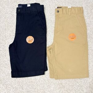 NWT lot of 2 Children’s Place Stretch Navy Blue & Tan Chino Shorts boys size 10